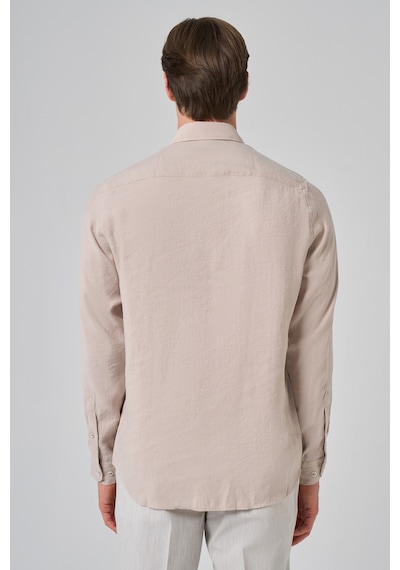 Morven Erkek Bej Trend Düz Desen Dynamic Fit Düğmeli Yaka Gömlek 25ms004030653 Bej Bej