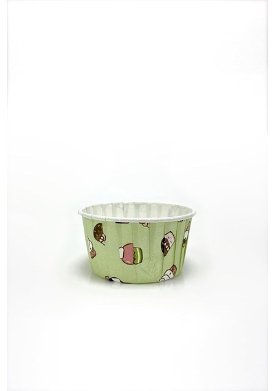 Cupcake Muffin Kalıbı Büyük Boy Xl Mint Yeşili Dondurma Desenli Jumbo Kek Kapsülü 50'li Diğer