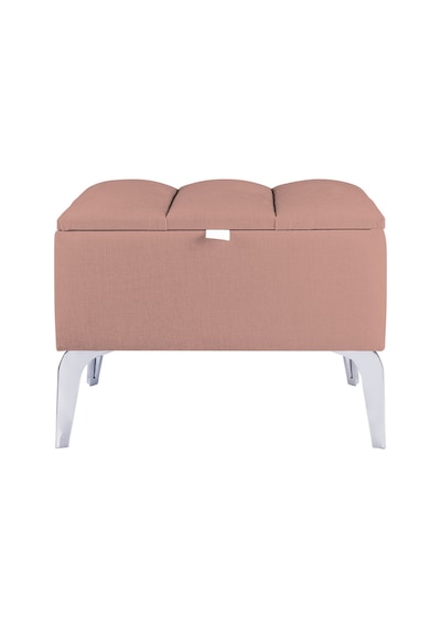 Vetra Mini Royal Pudra Kumaş Sandıklı Dekoratif Puf&bench-dilimli Model-gümüş Ayak-modern Puf