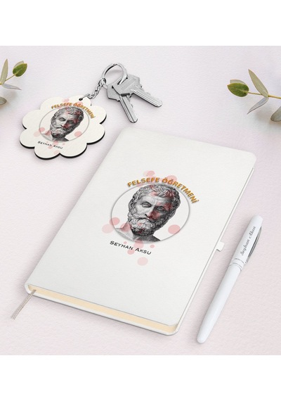 Kişiye Özel Felsefe Öğretmeni Beyaz Defter Kalem Ve Anahtarlık He N11.5291