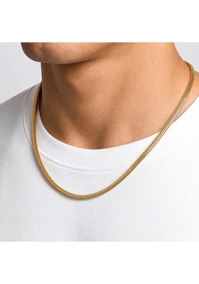 Moncuk Design İtalyan Zincir Erkek Çelik Kolye 3x2 Mm 55 Cm Gold 3351eck015 Sarı
