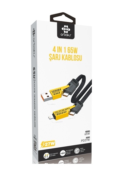 4 Ü 1 Arada 65w Pd 27w Destekli Usb-a / Type-c / Lightning Uyumlu Arbaks Arb-121