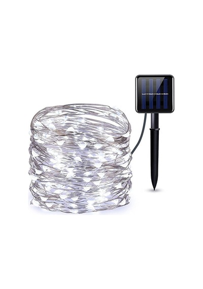 Borayris Güneş Enerjili Solar 7 Metre Peri Led Beyaz Renk Dış Ortam 8 Çeşit Yanma Modu