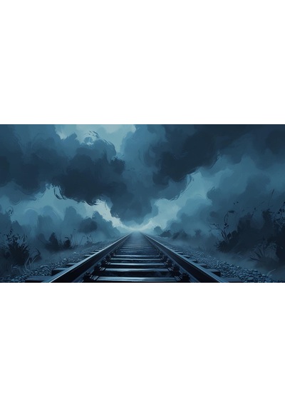 Doğa Ve Manzara Yatay Sis İçinde Kaybolan Demir Yolu Rayları Melankolik Ruh Hali 04 Çerçevesiz 90x60cm Pvc Tablo