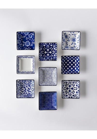 Reve Bleu Mais Kare Tabak Seti - 12 Cm - Mavi/beyaz 8684427358474 Çok Renkli
