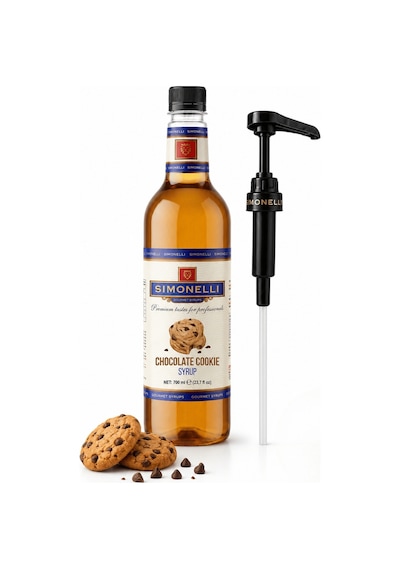 Simonelli Çikolatalı Kurabiye Chocolate Cookie Aromalı Kahve ve Kokteyl Şurubu 700  ML + Pompa