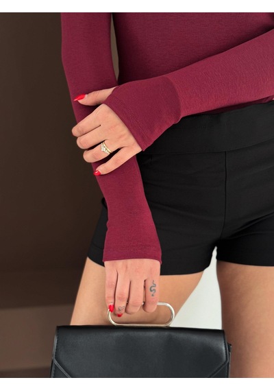 Elaxi Kadın Bisiklet Yaka Uzun Kollu Parmak Geçme Detaylı Altı Çıtçıtlı Full Likralı Buzzy Body Bordo Elaxi Kadın Bisiklet Yaka Uzun Kollu Parmak Geçme Detaylı Altı Çıtçıtlı Full Likralı Buzzy Body Bordo