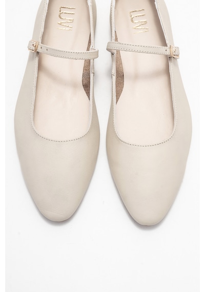Luvishoes Luvi Shoes Lunaıre Ekru Hakiki Deri Tek Bantlı Sivri Burun Kadın Babet Ayakkabı Ekru