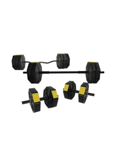 Tanspor 90 KG Halter Full Kısa + Uzun Düz + Z Bar Set-SARI