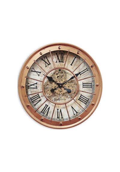60 Cm Çarklı Eskitme Metal Retro Duvar Saati Sessiz Mekanizma, Şık Dekoratif Saat Eskitme Bakır / Bronz Tonları