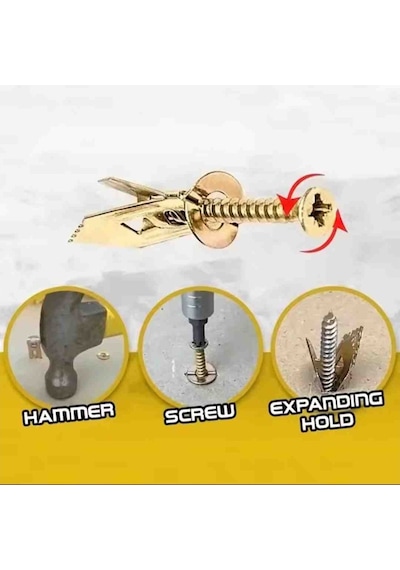Kalite 5 Adet - 28mm Çelik Alçıpan Dübel Paslanmaz Jilet Tip Korniş Dübeli Kolay Montaj