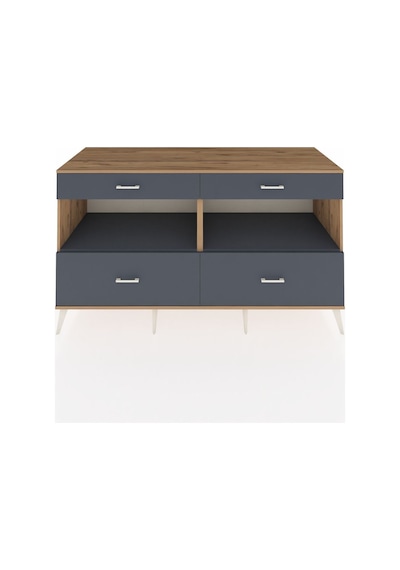 Kronos Konsol 2 Raflı 4 Çekmeceli 176x59x99 Çam-antrasit Çam-antrasit