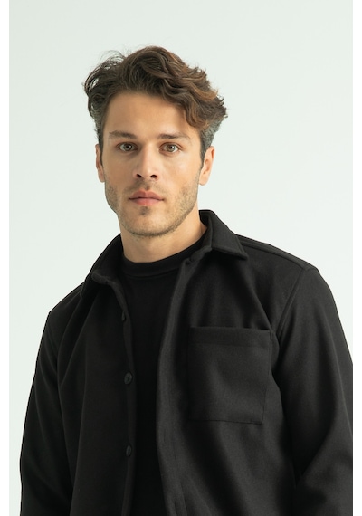 Redline Erkek Regular Fit Kışlık Kaşe Gömlek Siyah