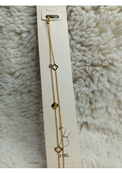 Stainless Steel Yonca Çelik Halhal Gold