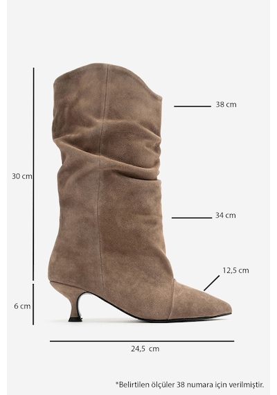 Luvi Shoes Petty Vizon Süet Hakiki Deri Kadın Körüklü Çizme