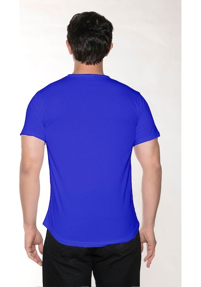 Black Horn Erkek Geniş Yaka %100 Pamuk Salaş T-shirt Mavi