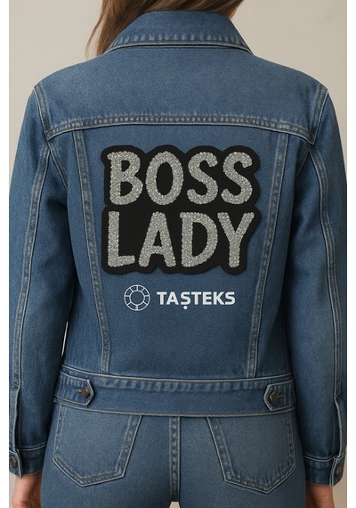 Taşlı Ütülenebilen Veya Sticker Olarak Kullanılabilen 'boss Lady' Yazı Modeli