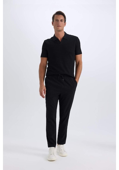 DeFacto Relax Fit Rahat Kesim Düz Paça Krinkıl Yazlık Kumaş Pantolon C3930AX25SPBK27
