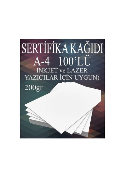 A4 Sertifika Kağıdı Kalın 100 Adet Gramajlı Fotokopi Kağıdı 200 Gr Tüm Yazıcılara Uyumlu 21x29.