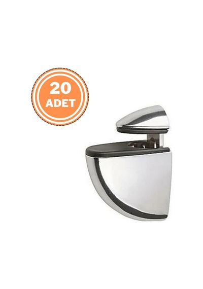 20 Adet Pelikan Cam Raf Tutucu Etejer Parlak Krom Metal Kırılmaz