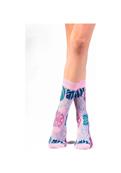 Ozzy Socks Çiçek Desenli Çorap Pembe
