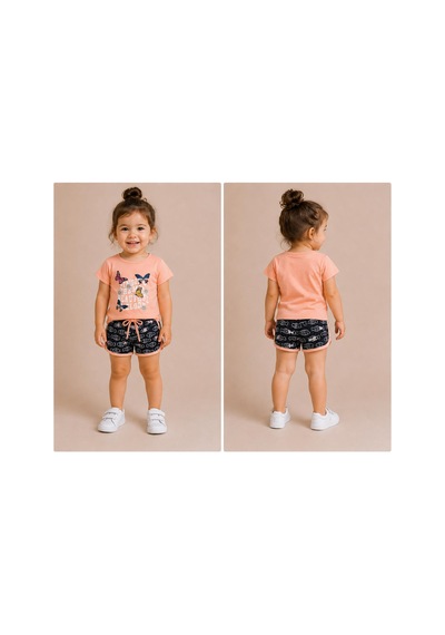 Mila Mood Kız Bebek Kelebek Baskılı Şort Tişört 2'li Takım Yazlık Pamuklu Günlük Bebek Takımı Çok Renkli Mila Mood Kız Bebek Kelebek Baskılı Şort Tişört 2'li Takım Yazlık Pamuklu Günlük Bebek Takımı Çok Renkli