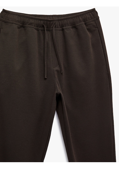 Koton Duble Paça Cepli Straight Fit Beli Bağcıklı Pantolon Kahverengi 6sam40013hk Kahve