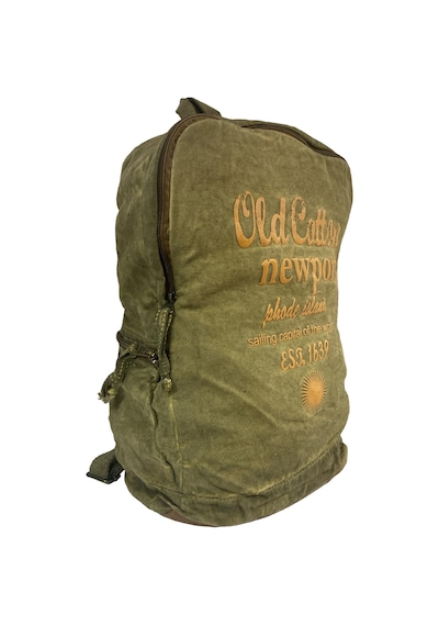 Old Cotton Cargo Kaliteli Vintage Disayn Laptop Bölmeli Sırt Gezi Çantası Leone Bag Oil 5100 Haki