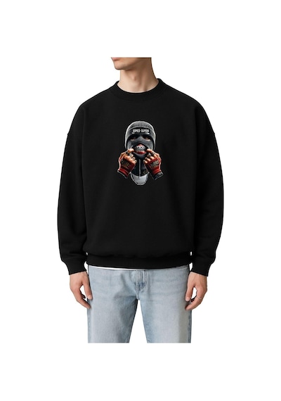 Benroma 3 İplik Penye Ahmed Osman Baskılı Unisex Sweatshırt SIYAH