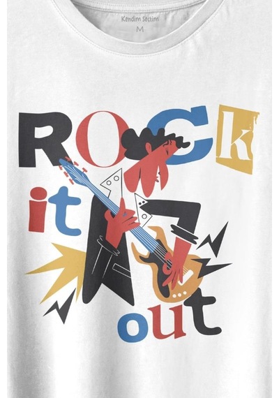 Rockstar Rock It Out Guitar Gitarist Baskılı Tişört Unisex T-shirt 001