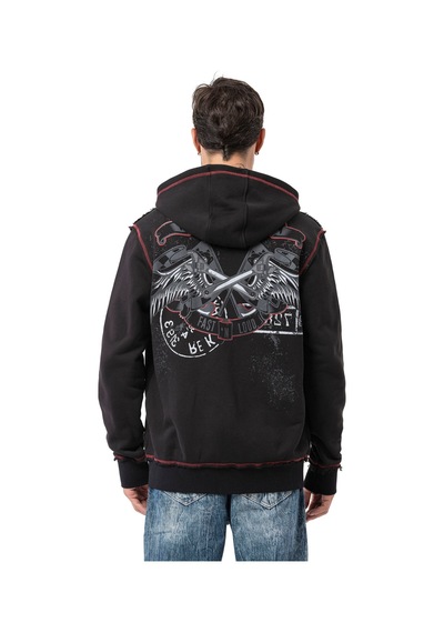 Cipo & Baxx Erkek Kapüşonlu Sweatshirt Baskılı Ve Tasarımlı Rock Tarzı Regular Fit Cl598 Siyah