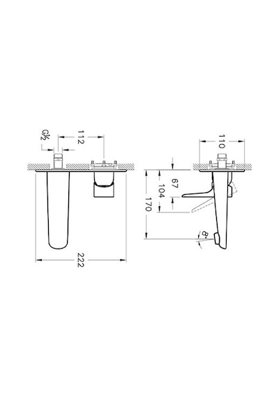 Artema X-Line Duvardan Ankastre Lavabo Bataryası Altın A4239923