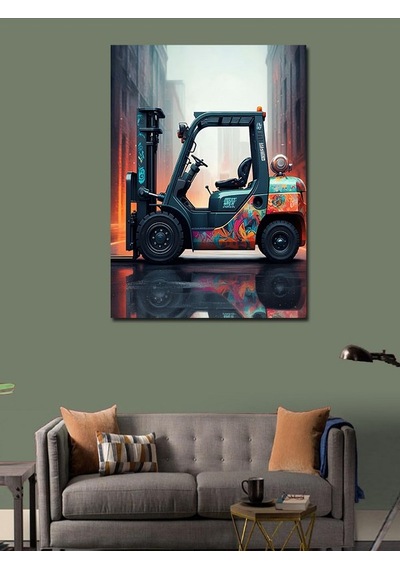 Kanvas Tablo Forklift Ve Renkli Arka Plan 70cmx100cm