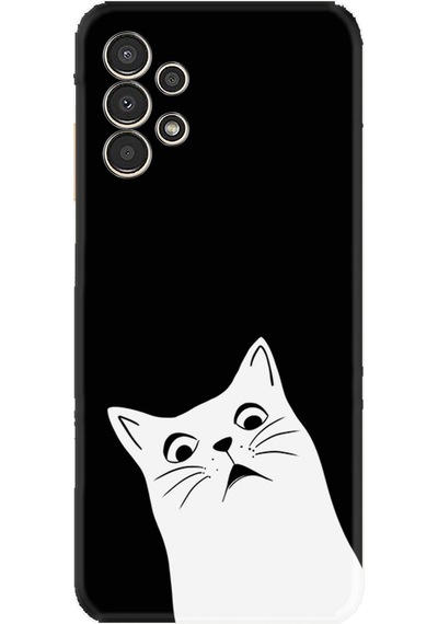 Samsung Uyumlu Galaxy A14 Kılıf Resimli Desenli Silikon Platinium Series Şaşkın Kedi 1900