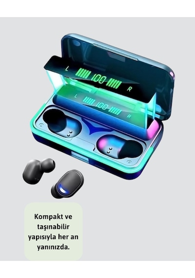 Bluetooth 5.1 Oyuncu Kulaklığı Led Ekranlı Powerbank Kulaklık Standart