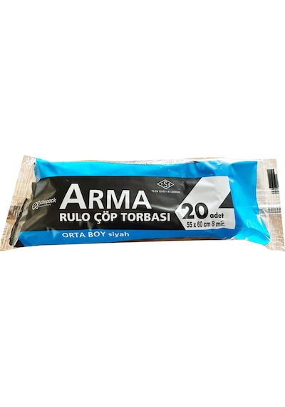 Arma Orta Boy Çöp Torbası Poşeti Siyah 30 L 20'li 55 x 60 CM