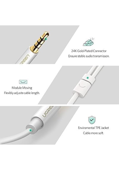 Mikrofon Ve Kulaklık Ayırıcı 3.5 Mm Y Kablo Beyaz