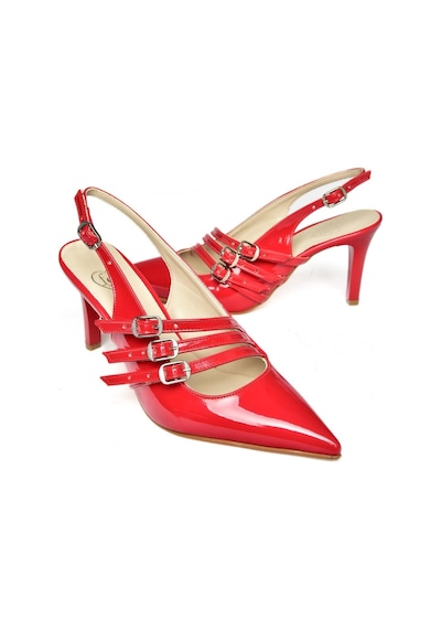 Fox Shoes R654218308 Kırmızı Rugan İnce Topuklu Kadın Ayakkabı Kırmızı