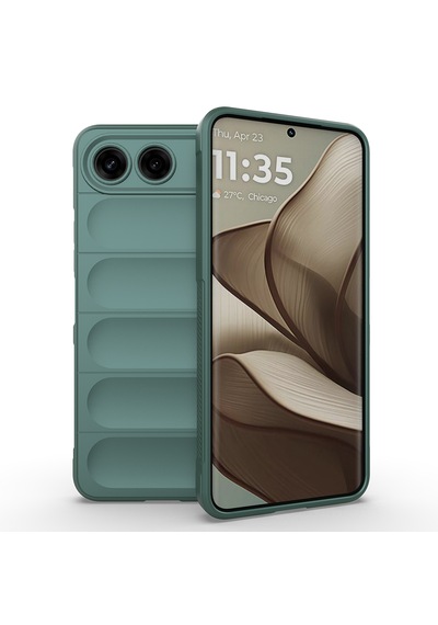 Tecno Spark 40 5g Kılıf Darbe Emici Esnek Tpu Oyuklu Arka Yüzey Tasarımlı Premium Silikon Kapak Koyu Yeşil