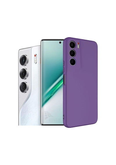 Tecno Camon 40 Pro 5G CM7 Uyumlu Silikon Kılıf - Kamera Korumalı Esnek Pastel Renk Kapak - Mor