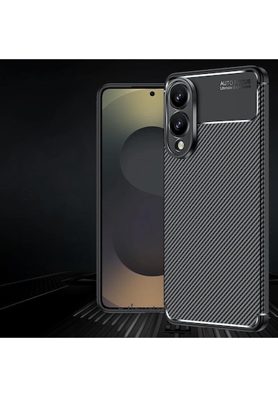 Samsung Galaxy Uyumlu S25 Edge Kılıf Karbon Desenli Yumuşak Silikon Tank