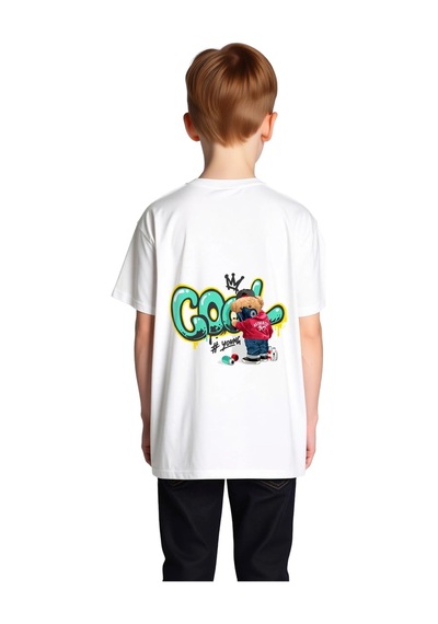 Paybuy Cool Young Graffiti Sanatı Baskılı Çocuk Tişört beyaz