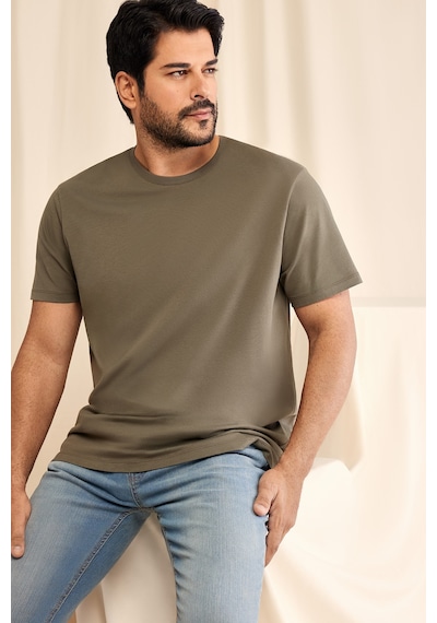 AC&Co / Altınyıldız Classics 4A4800000001HAKXS Slim Fit Bisiklet Yaka Kısa Kol Pamuklu Erkek Tişört Haki