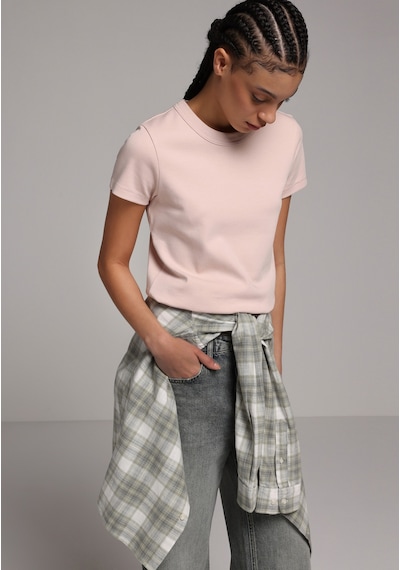 Colin's Colins Slim Fit Yuvarlak Yaka Düz Kadın Pembe Kısa Kol Tişört Cl1068567 Q1.v2 Sfp Soft Pink