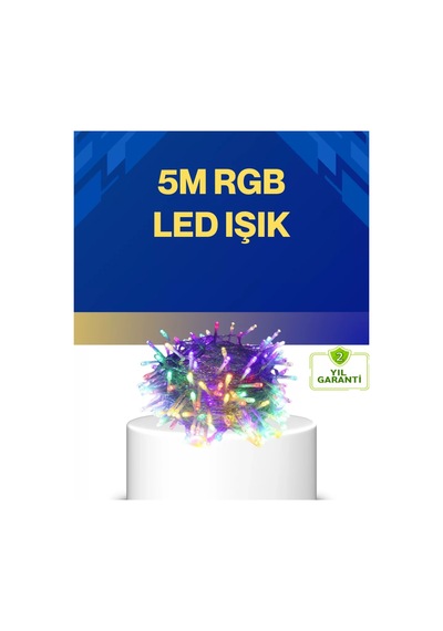 Dekoratif Peri Led 5 M 50 Ampullü Şeffaf Kablo Aydınlatma Çok Renkli