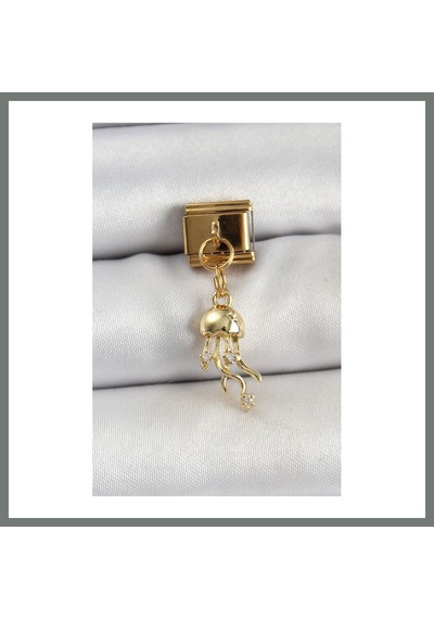Mmb-trade 316l Çelik Sallantılı Zirkon Taşlı Deniz Anası Model Gold Renk Nomination Charm Mmbz