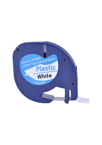 Dymo Letratag S0721660 Beyaz Plastik Yedek Şerit Etiket 12MM X 4M