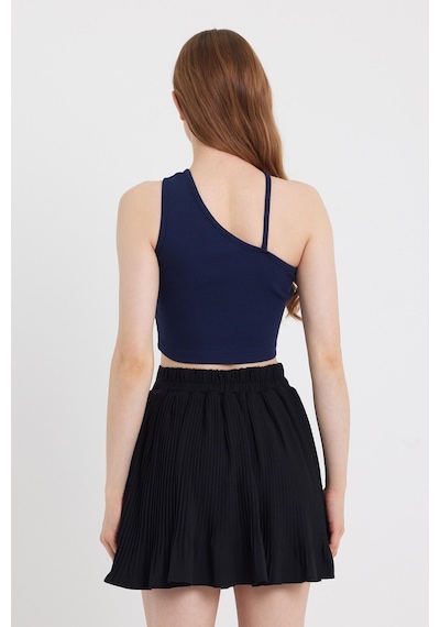 Quhox Kadın Askılı Crop Kaşkorse Lacivert