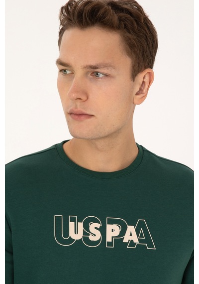 U.S. Polo Assn. Erkek Regular Fit Bisiklet Yaka Koyu Yeşil Sweatshirt 50316372-VR079