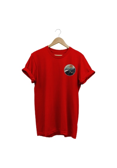 Japonya Baskılı Kırmızı T-shirt kırmızı